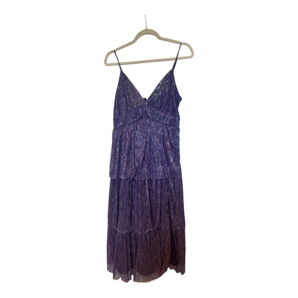 Purple Tiered Ruffled Midi Dress